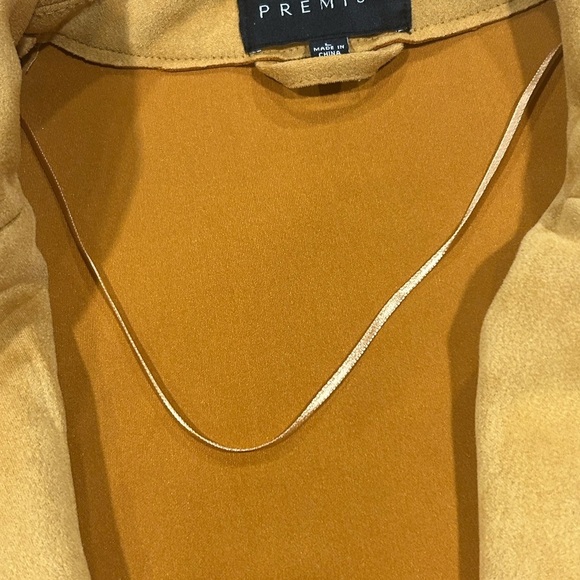 Premise Jacket Women's Large Golden Vegan Suede Faux Leather Open Front Pockets - Picture 9 of 9